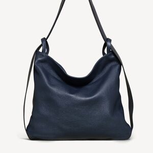 M. Gemi Dark Blue Leather Shoulder Bag